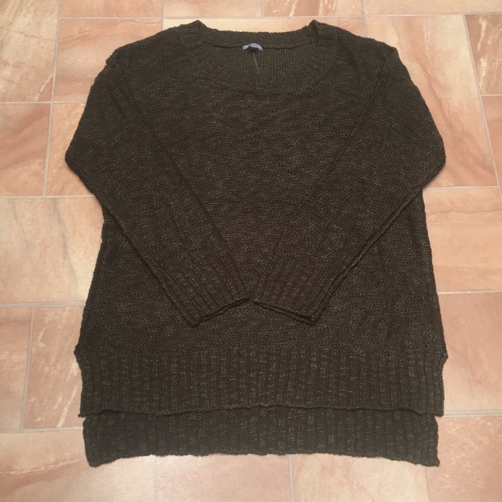 NWT Charlotte Russe Women's Dark Olive Green Knit High Low Long Sleeve Sweater